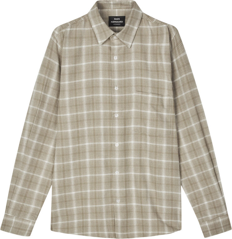 Mads Nørgaard - Copenhagen Alaska Flannel Check Sune Shirt Hvid brun striber