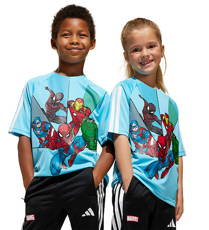 adidas Performance T-Shirt - LK MRVL SM T - Brcyan/Weiß/Multico