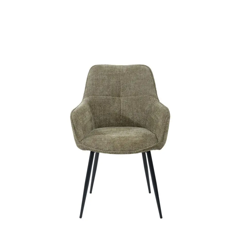 Housecraft Living Jez Eetkamerstoelen met armleuning Groen - Set van 2