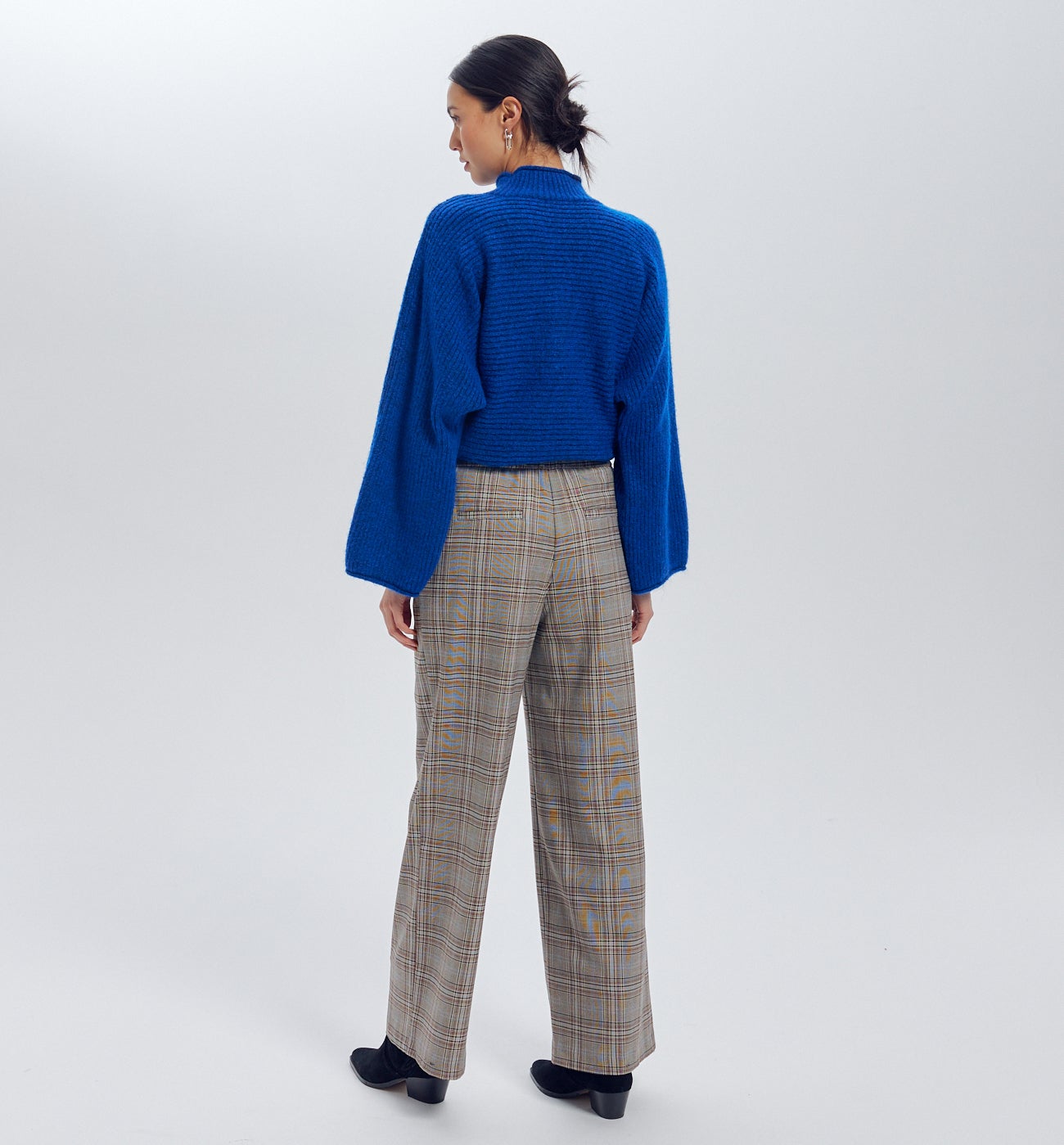 Pantalon large à carreaux - Carreaux gris