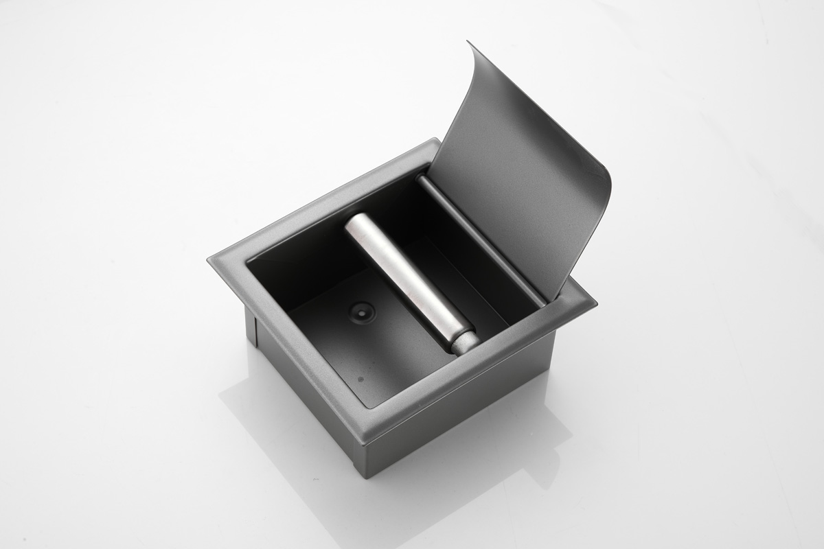 Saniclear Iron inbouw toiletrolhouder met klep gunmetal - verouderd ijzer