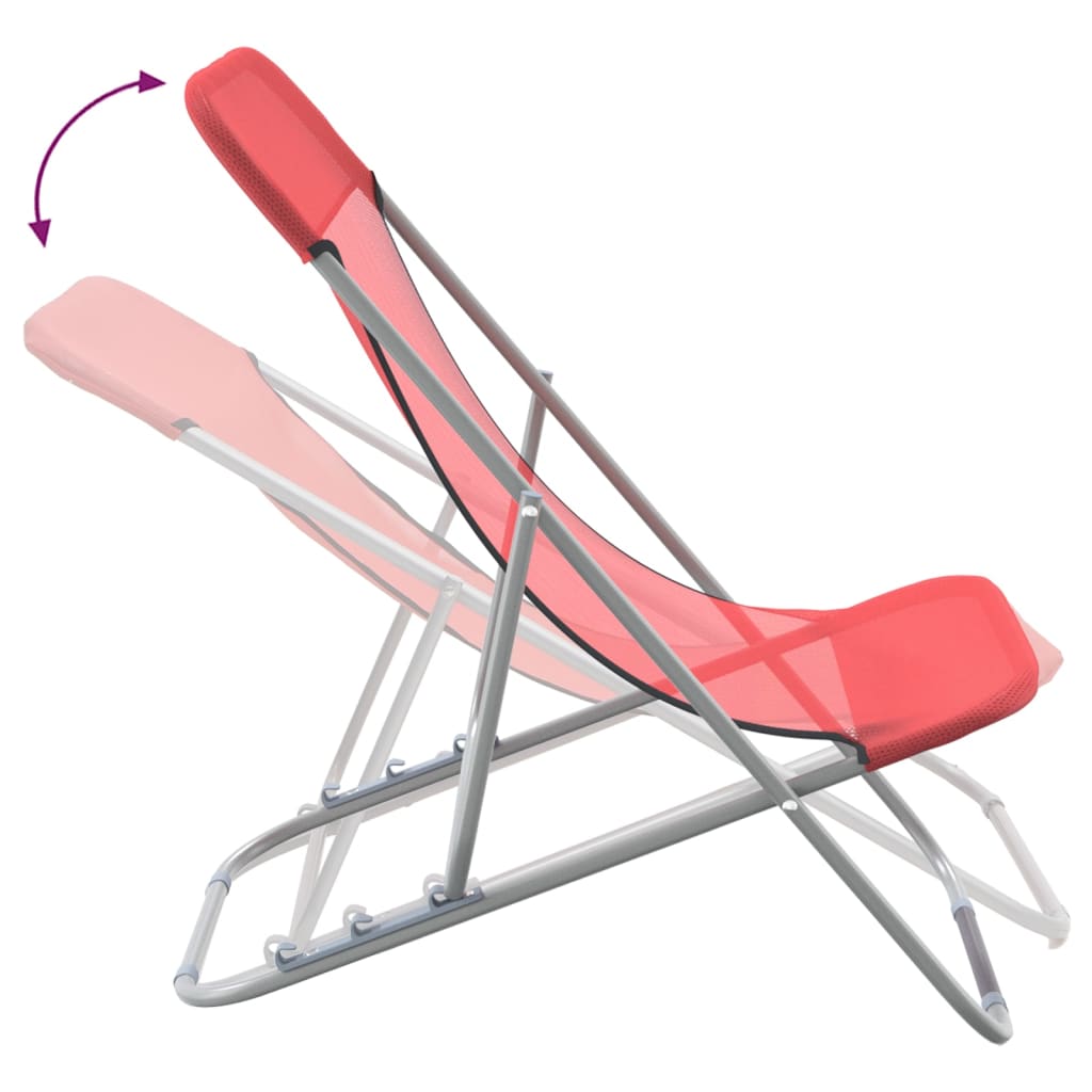 Chaises de plage pliantes 2pcs textilène acier enduit de poudre