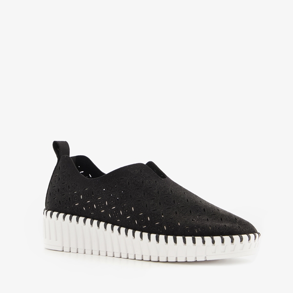 Hush Puppies dames instappers perforaties zwart