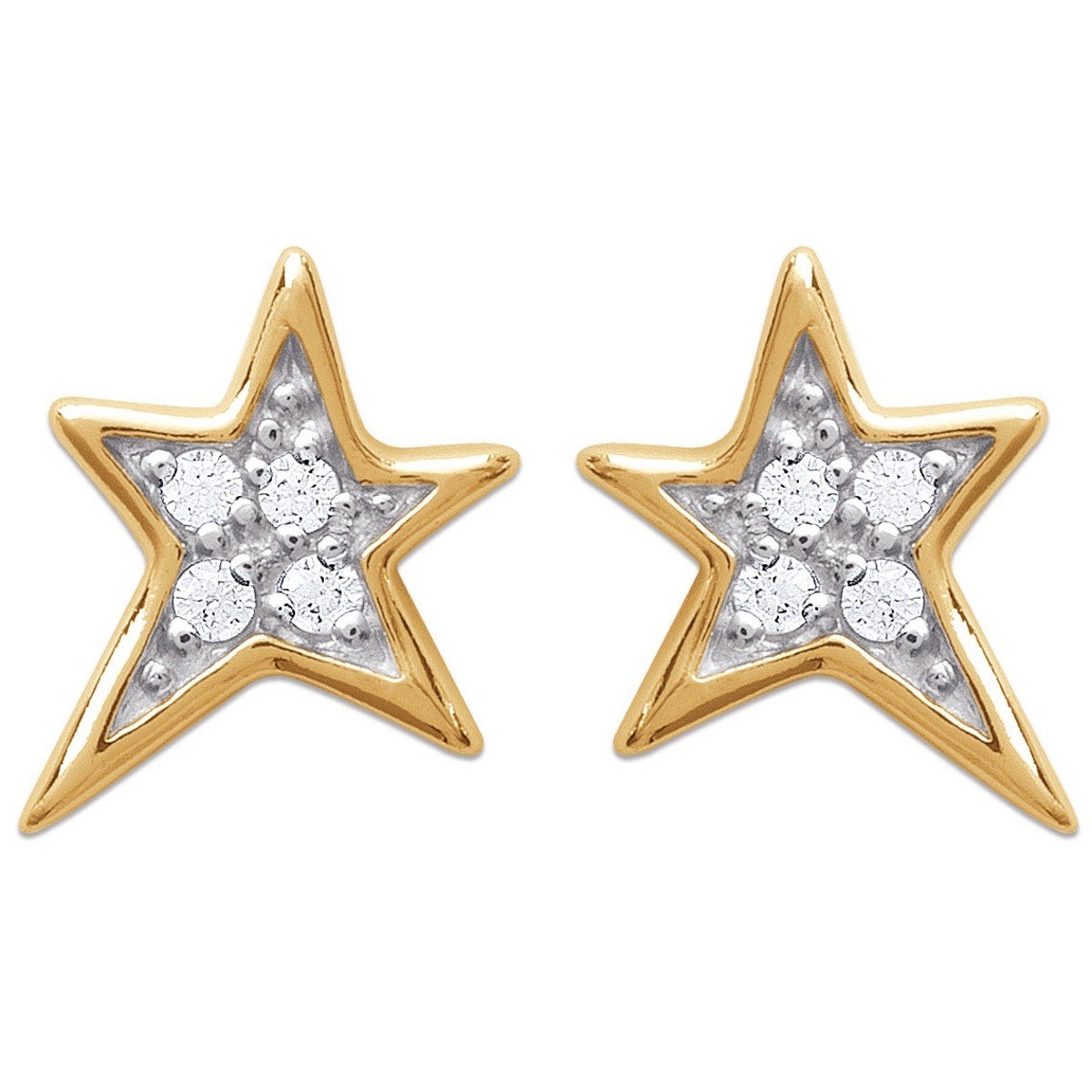 Boucles d'oreilles étoile oxyde de zirconium Plaqué OR 750 3 microns 2 tons