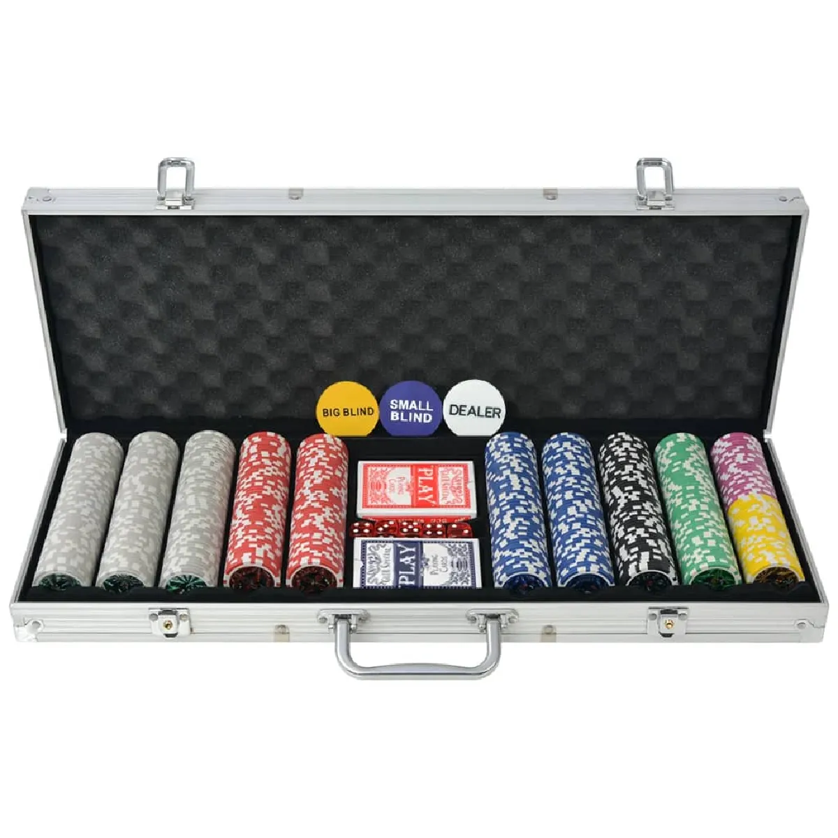 vidaXL Coffret de poker - 500 jetons Laser Aluminium