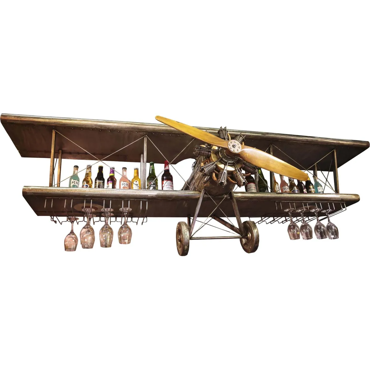 ANTIC LINE CREATIONS Demi-avion avec support à verres - Jaune