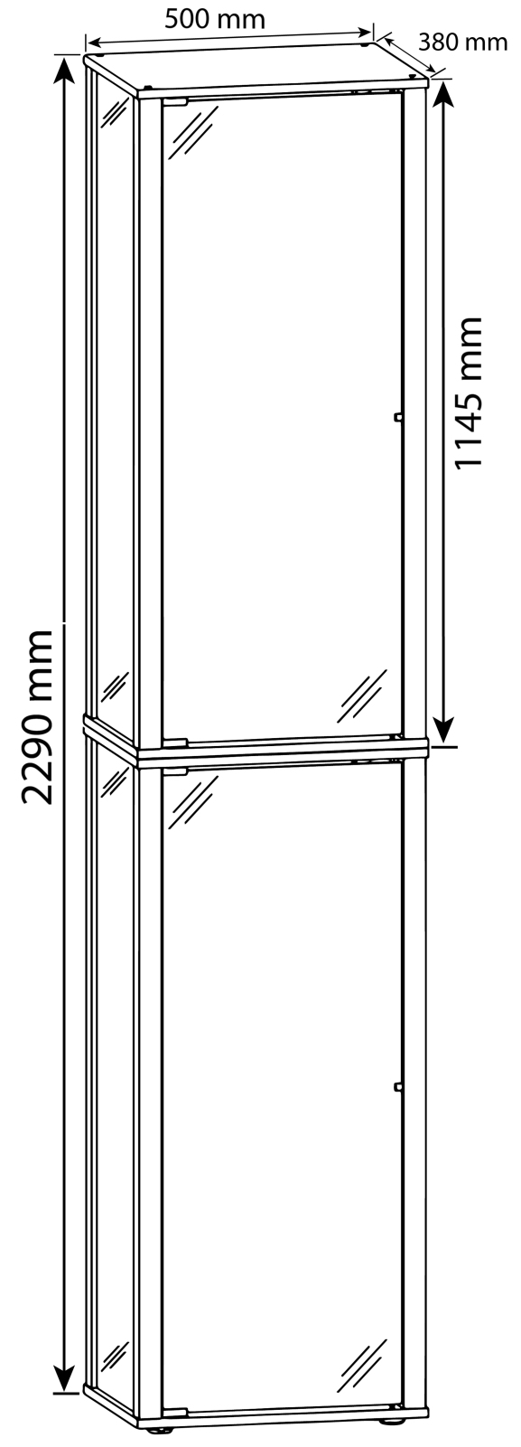 Vitrine KAVISA XXL - silber - 227 cm hoch