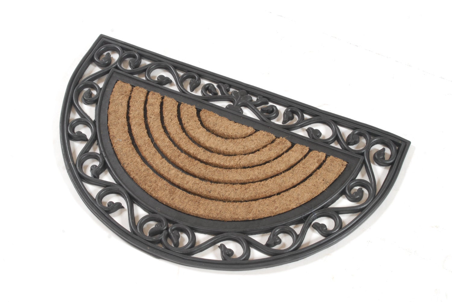 Premium deurmat van rubber en kokos, halfrond/rechthoekig, set van 2