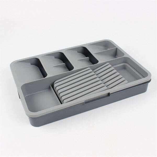 Justerbar bestik- og knivboks 40 x 29,5-56 x 5,5 cm