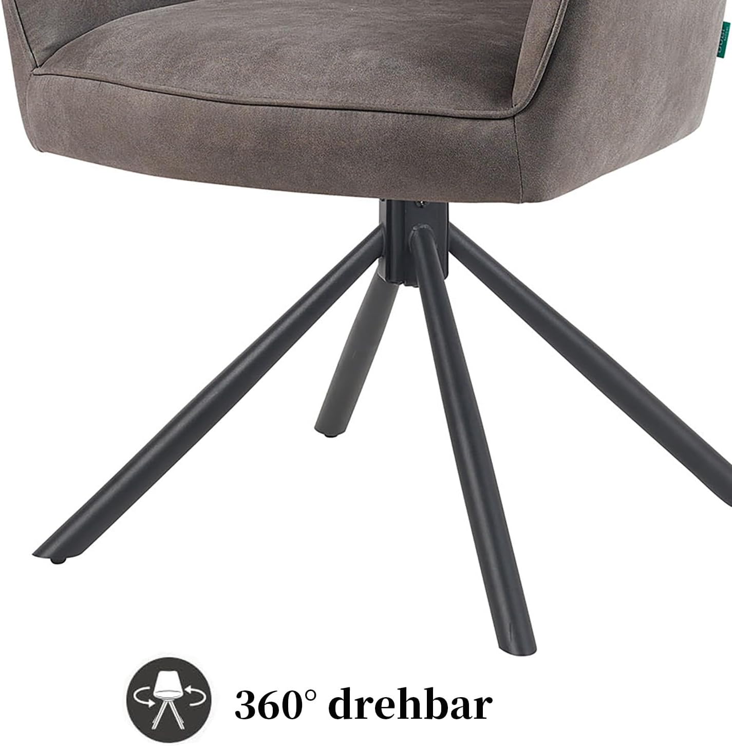 DUBI Möbel Esszimmerstühle 2er Set 360° drehbar mit Taschenfederkern, hoher Sitzkomfort, bis 150 kg belastbar, Lederoptik Taupe, Robustes Metall-Kreuzgestell, modernes Design, Modell Mika-Piet