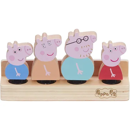 Boti Peppa Pig Holzfiguren 4er mit Holzbank