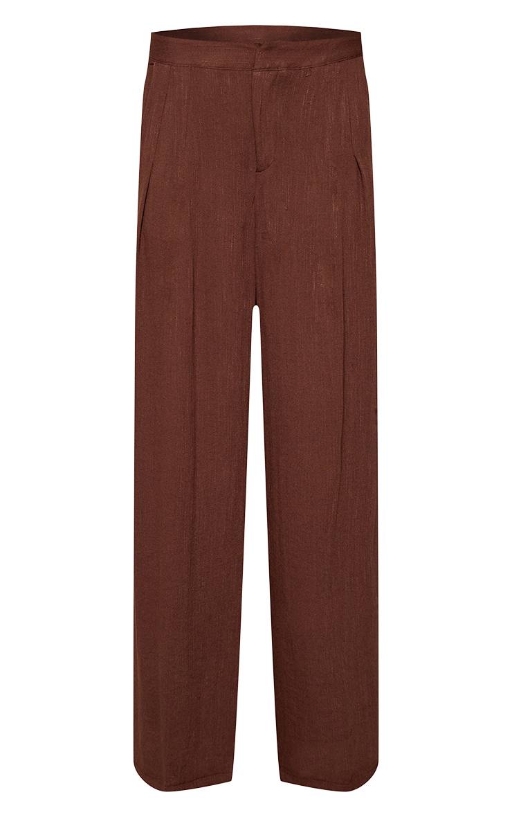 Chocolat Pantalon Plissé Texturé