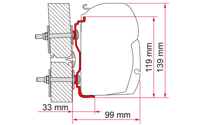 Fiamma Kit Hymer 2016 Markisenadapter für Fiamma F45