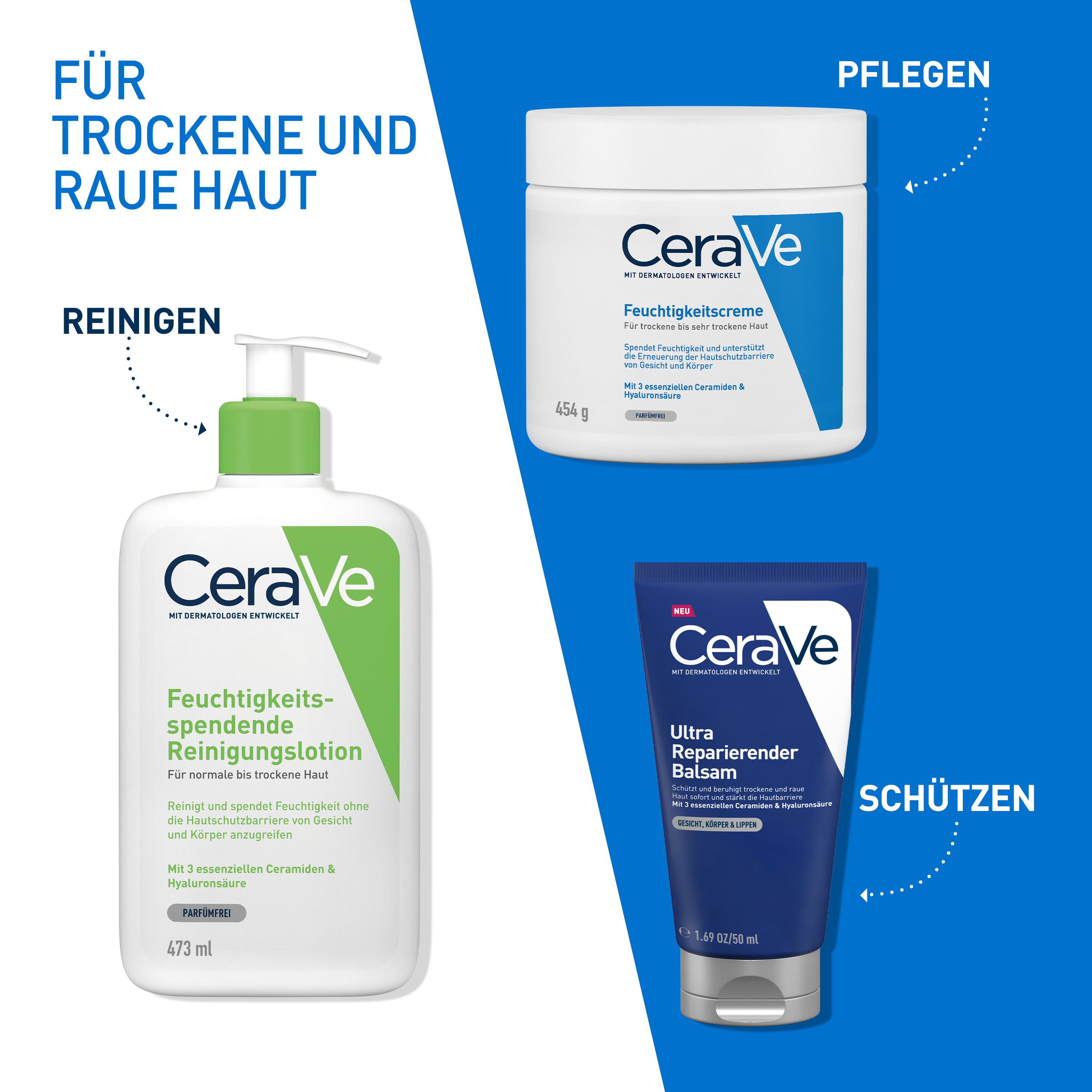 CeraVe Ultra Reparierender Balsam: Schützender und beruhigender Balsam für trockene und raue Haut + CeraVe Hydrating Cleanser GRATIS