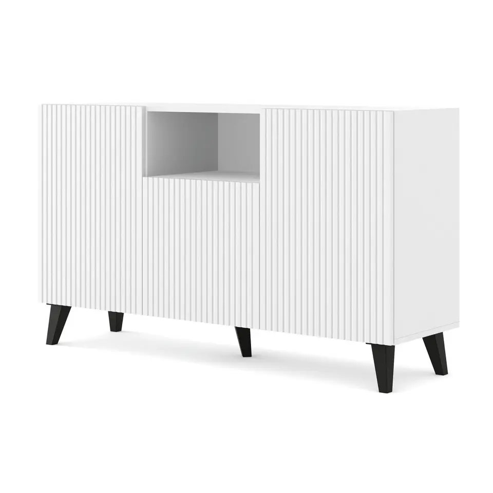 Dressoir Ravenna PB 150 2D1DM wit mat gefreesde fronten zwart poten