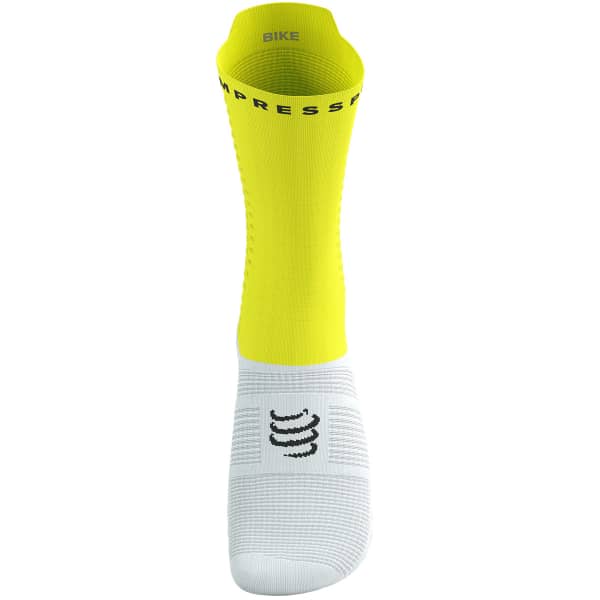 Chaussette vélo COMPRESSPORT PRO RACING SOCKS V4.0 BIKE WHITE/SAFETY YELLOW