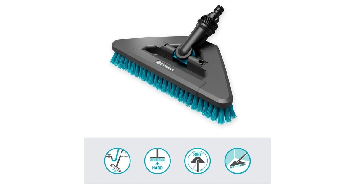 GARDENACleansystem steelborstel Hard Flex, borstel voor grotere, harde vlakken wasborstel  (Grijs/turquoise, 18814-20)