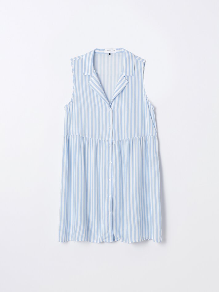 Vestido curto sem mangas - Listrado