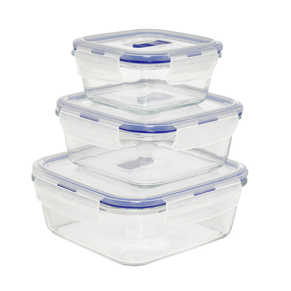 Boîte alimentaire en verre trempé transparent x3