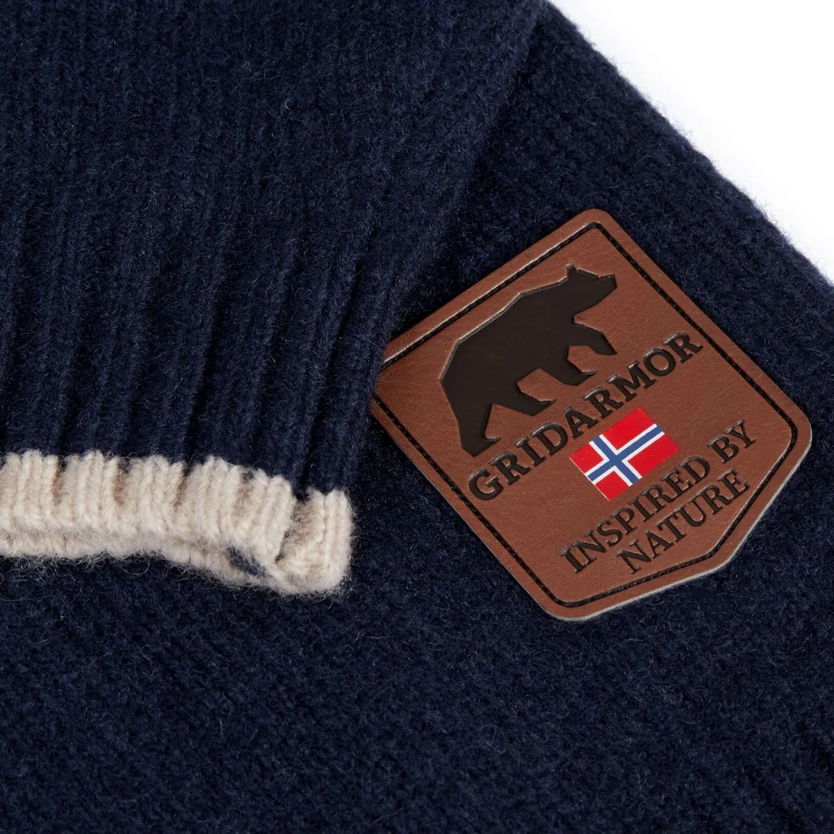 Gridarmor Kids' Snøkrystall Round Neck Ullgenser Navy/White/Beige