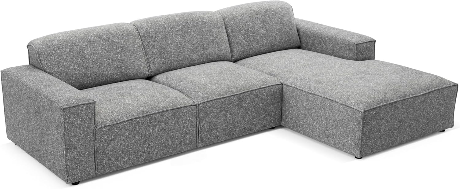 Ecksofa La Mia - Hygge & Wabi-Sabi Stil, Luxus Blur Hellgrau, 286 cm-Größe, L-Form mit ergonomischem Design, Ottomane Rechts (Blur Hellgrau)