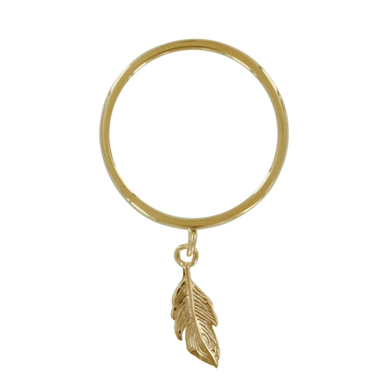 Bague Plaqué Or Breloque Plume