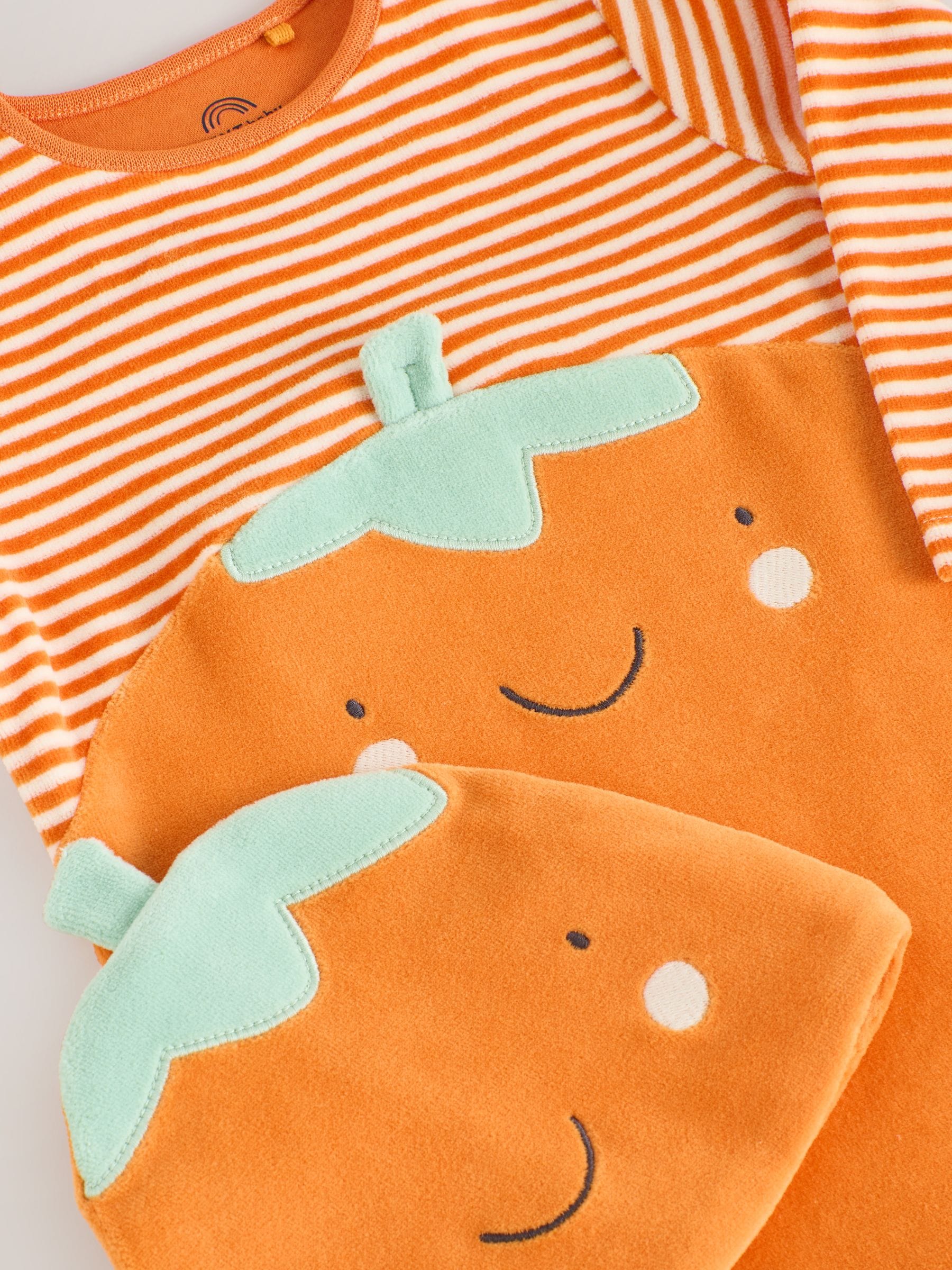 Oranje - Halloween velours babyrompertje met pompoenprint (0mnd-2jr)