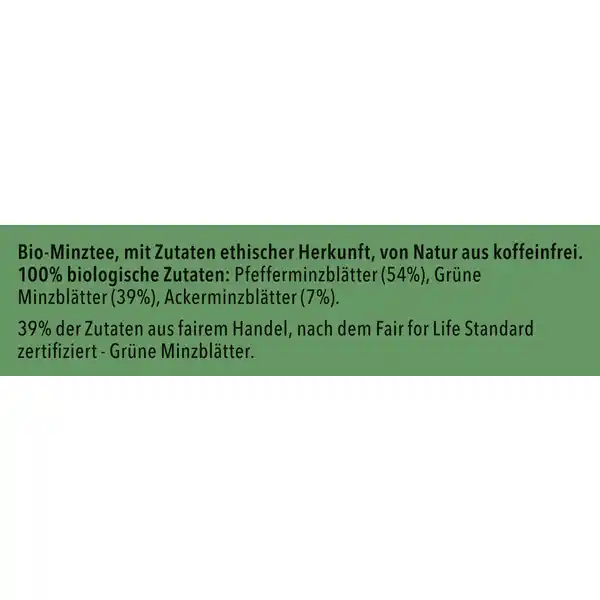 Bio-Kräutertee Drei Minze, mit Grüner Minze, Pfefferminze und Ackerminze