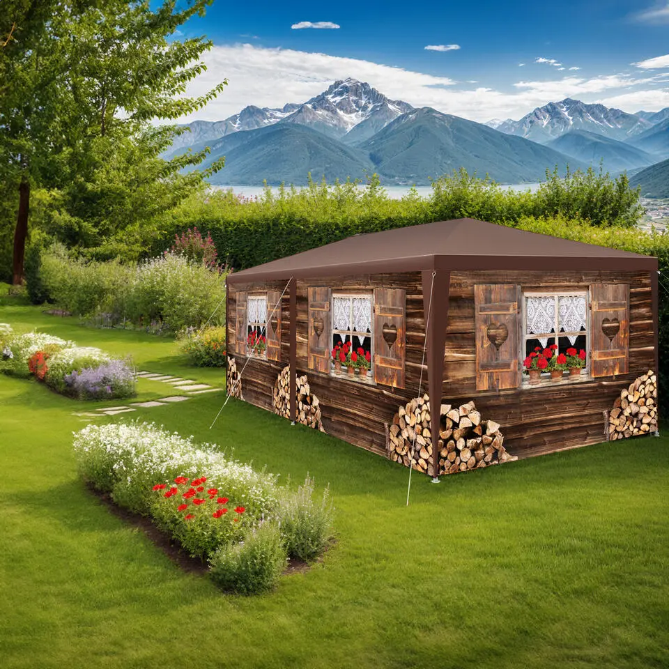 tectake Paviljoen Almchalet met verwijderbare zijdelen, Bruin