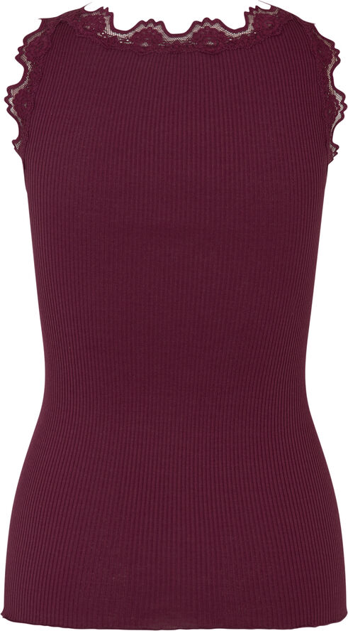 Rosemunde Silk top w/ lace Maroon red