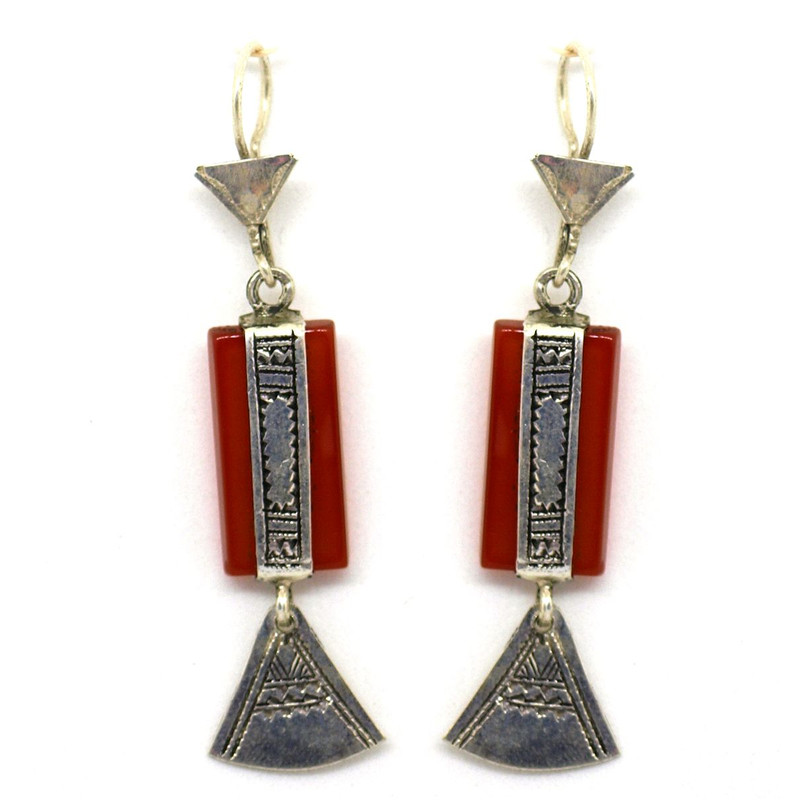 boucles d'oreille touareg argent cornaline