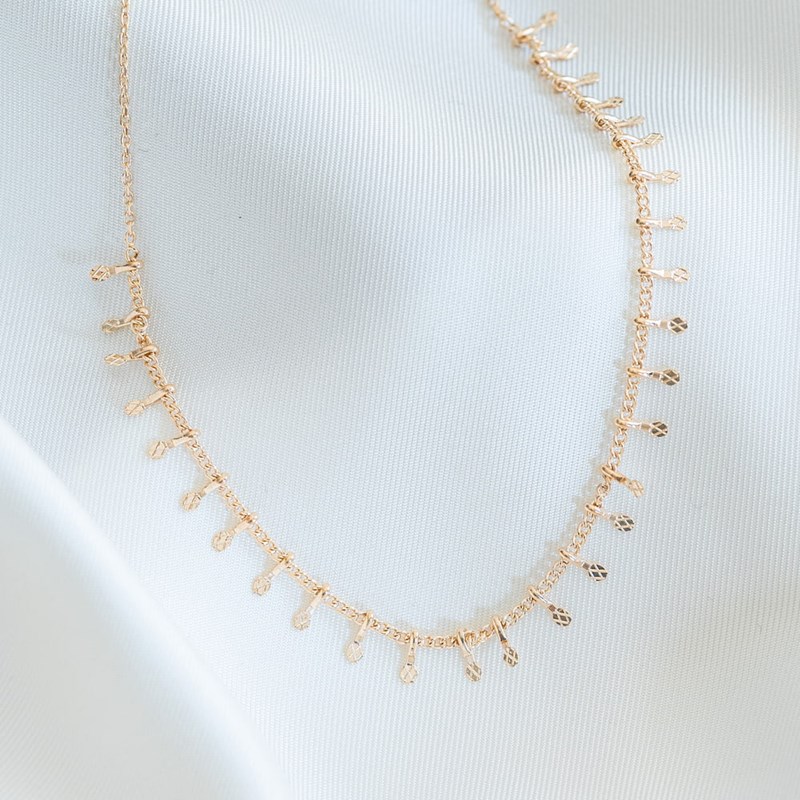 Collier Ras de Cou Pampilles Plaqué Or Créateur Tendance Accumulation