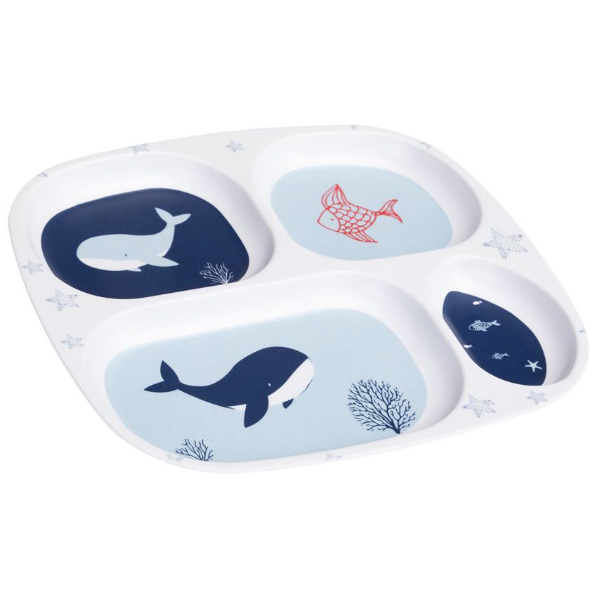 Assiettes à compartiments en mélaminé - Pretty Sea - Ecru