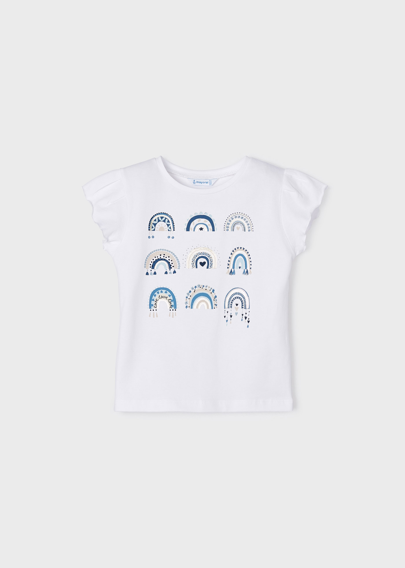 Camiseta de manga curta para meninas, feita de algodão sustentável.