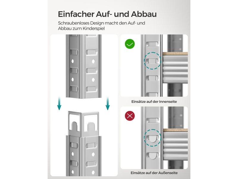 Songmics Regal 5 Ablagen Silber Schwerlastregal