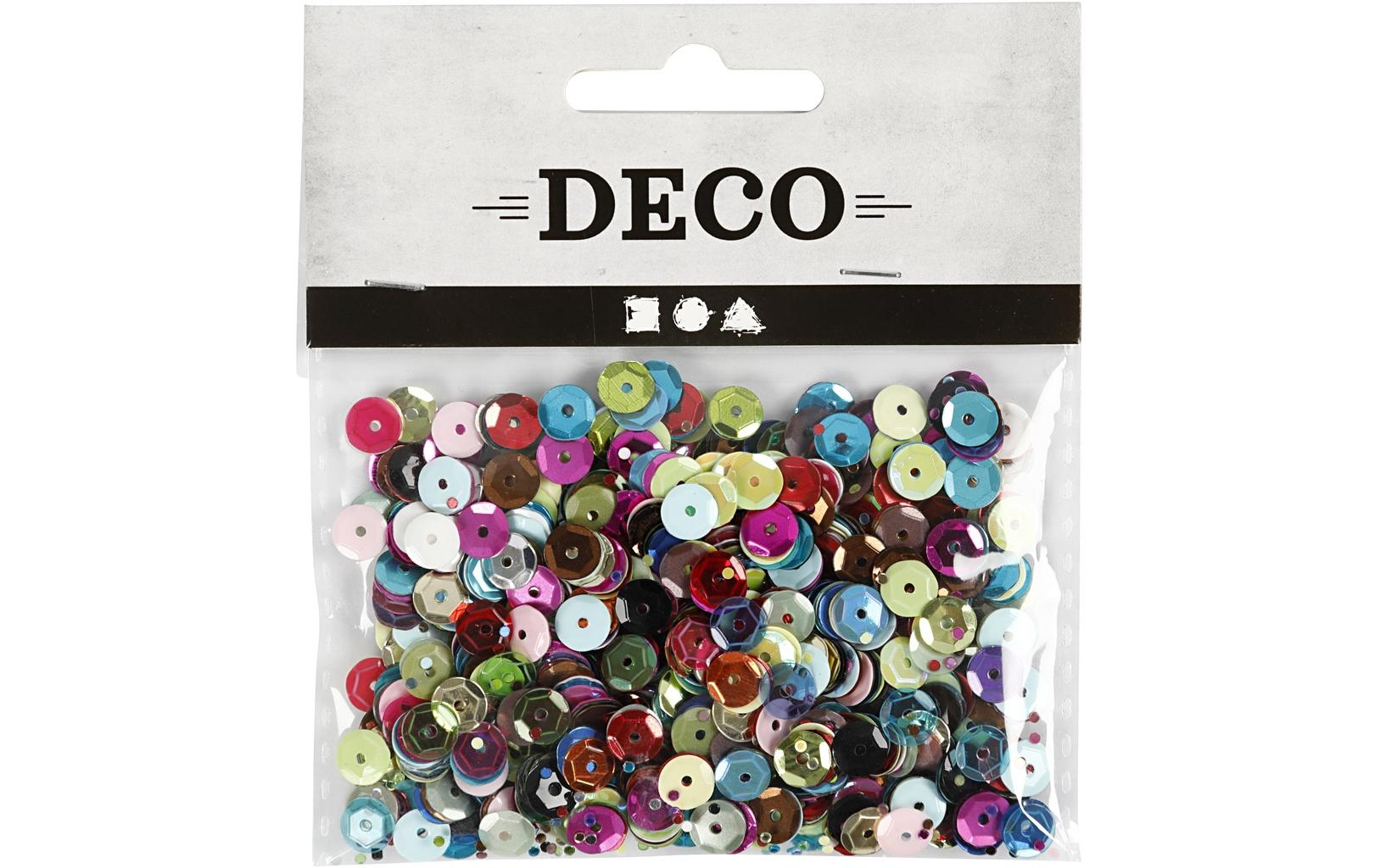 Pailletten 6 mm, 10 g, MehrfarbigBunte Pailletten