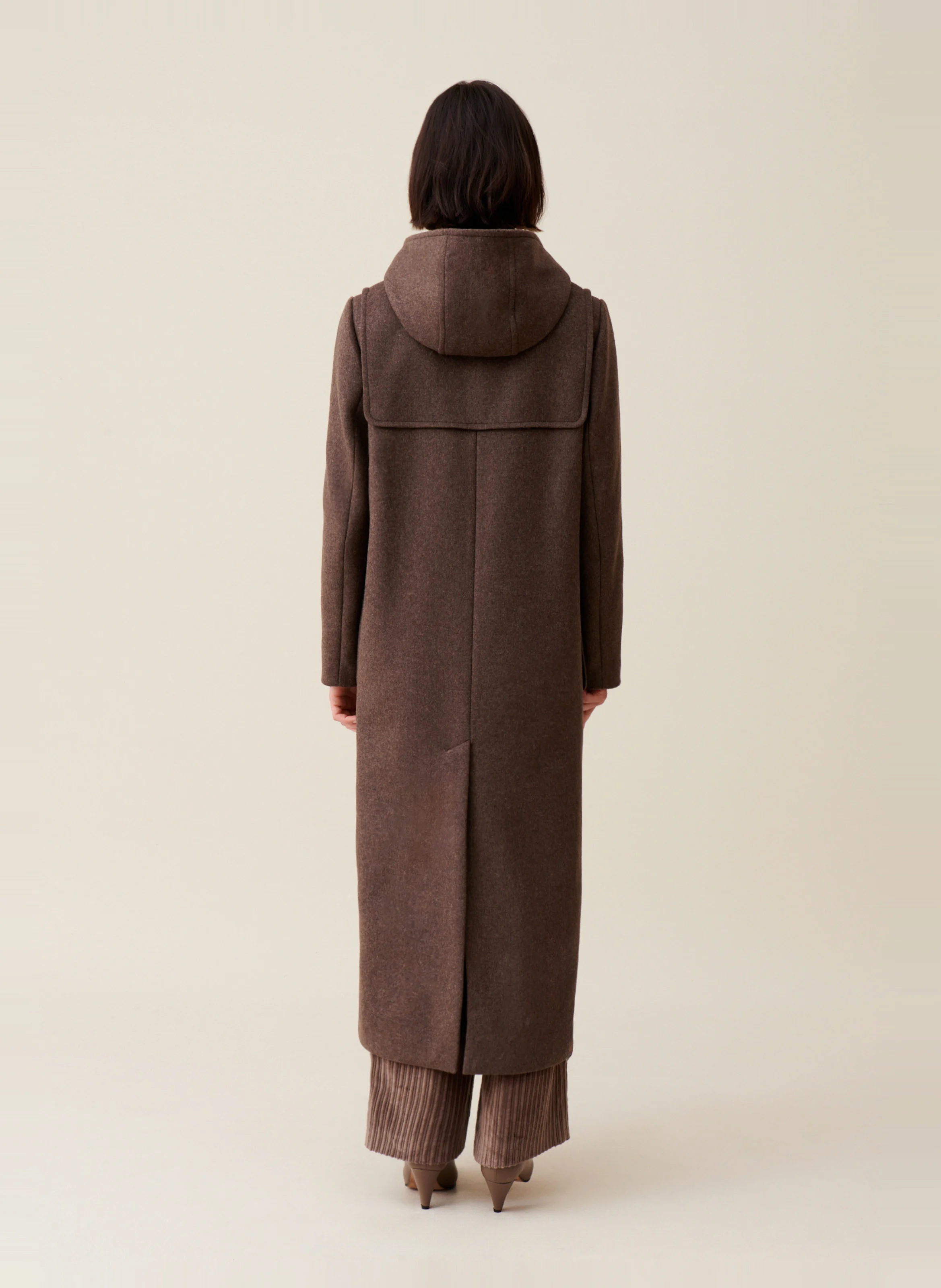 Manteau droit en laine mélangée | Marron