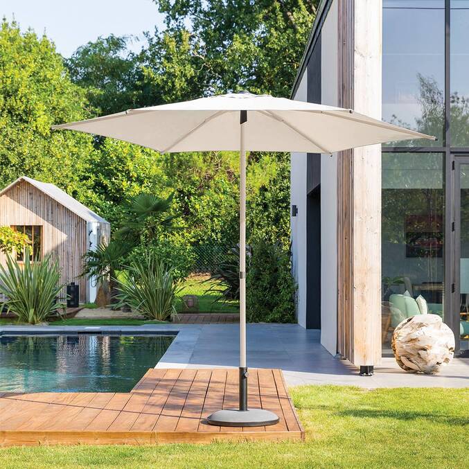 Parasol droit rond inclinable SOYA Argile / Blé