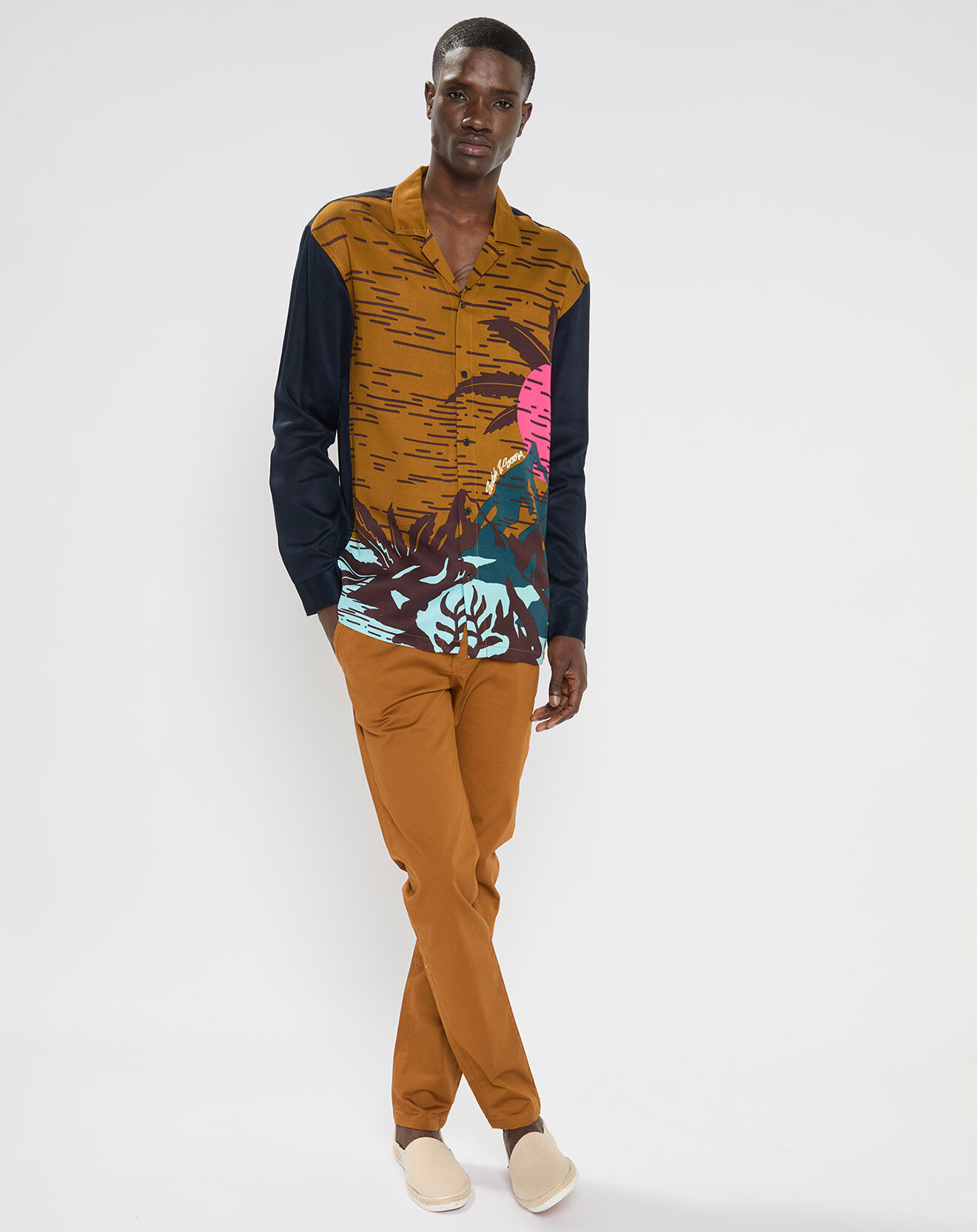 Scotch & Soda Pantalon Chino Super Slim Fit en Coton Bio mélangé Stretch camel