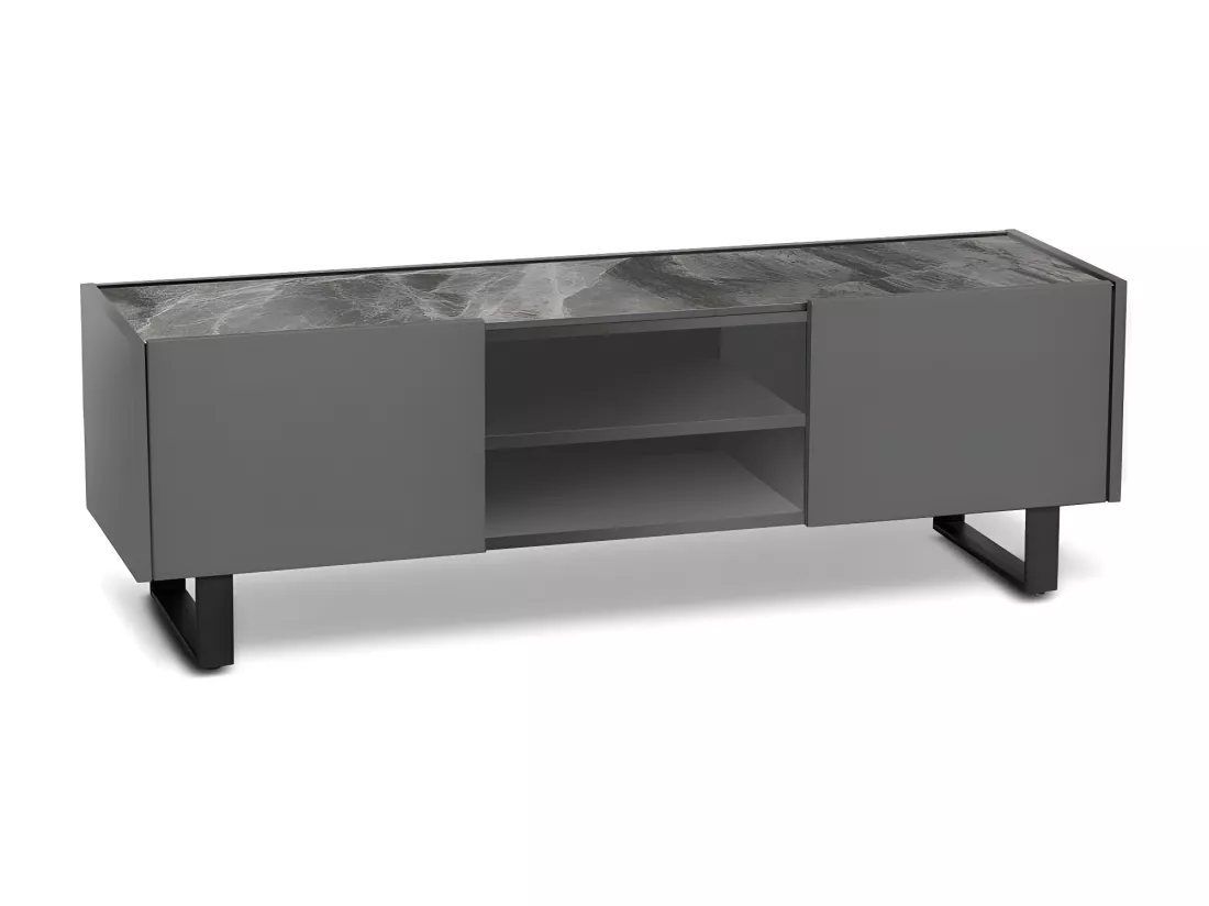 Pegaso Meuble TV (140 x 40 x H 45 cm) en céramique gris foncé