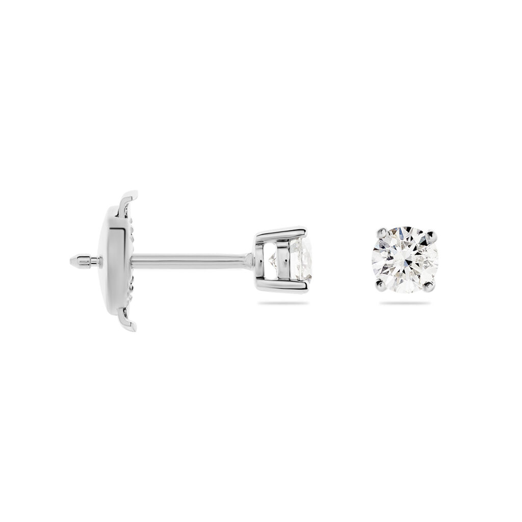 Boucles D'oreilles Puces Victoria Platine Blanc Diamant