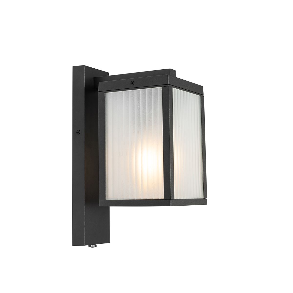 Buiten wandlantaarn zwart met ribbel glas en schemersensor - Charlois