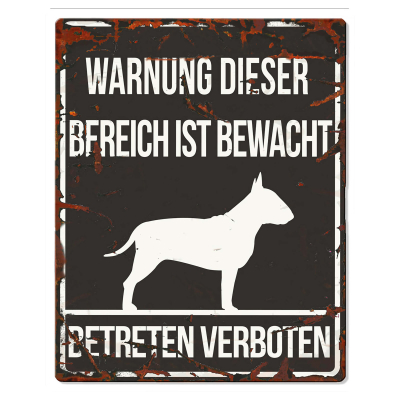 D&D Warntafel Bull Terrier schw. 20x25cm