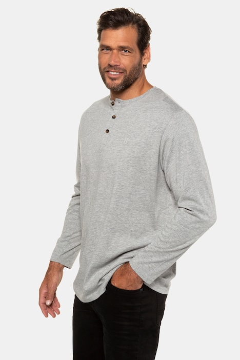 JP 1880 Henley, Basic, Shirt, Langarm, Knopfleiste, bis 8XL