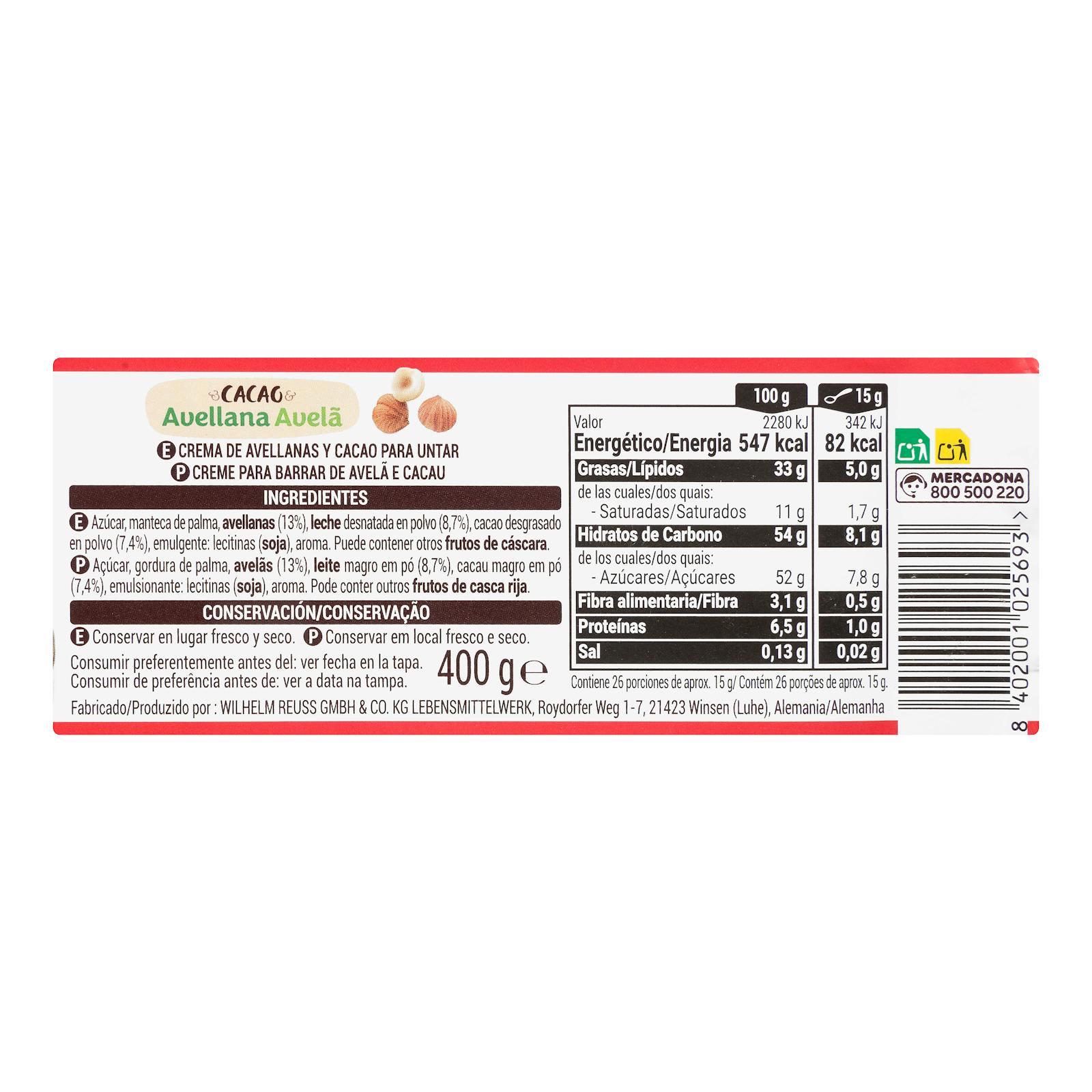 Crème de noisettes et cacao Hacendado