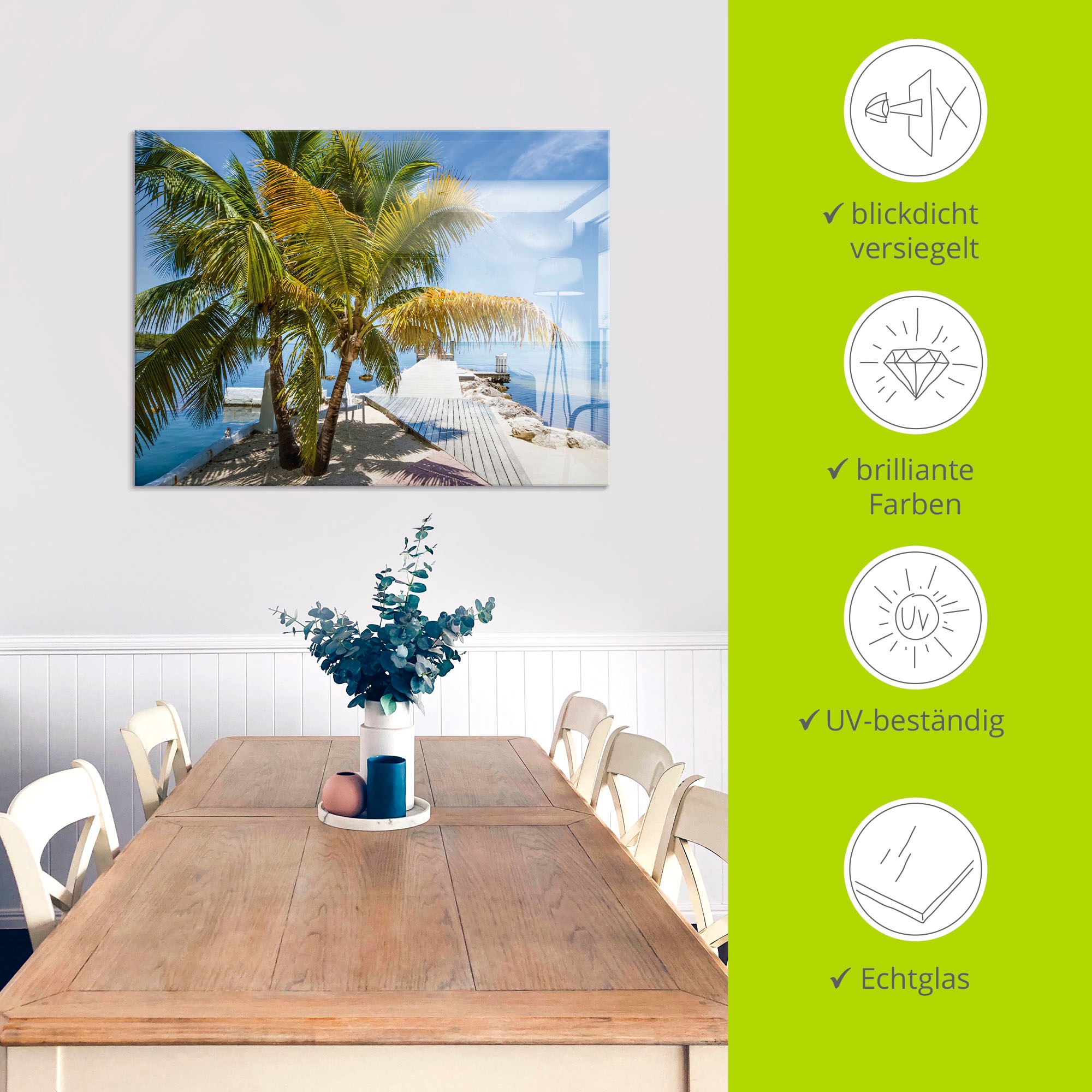 Artland Glasbild »Florida Keys Himmlischer Blick« Strand 1 Stk. tlg. in verschiedenen Grössen