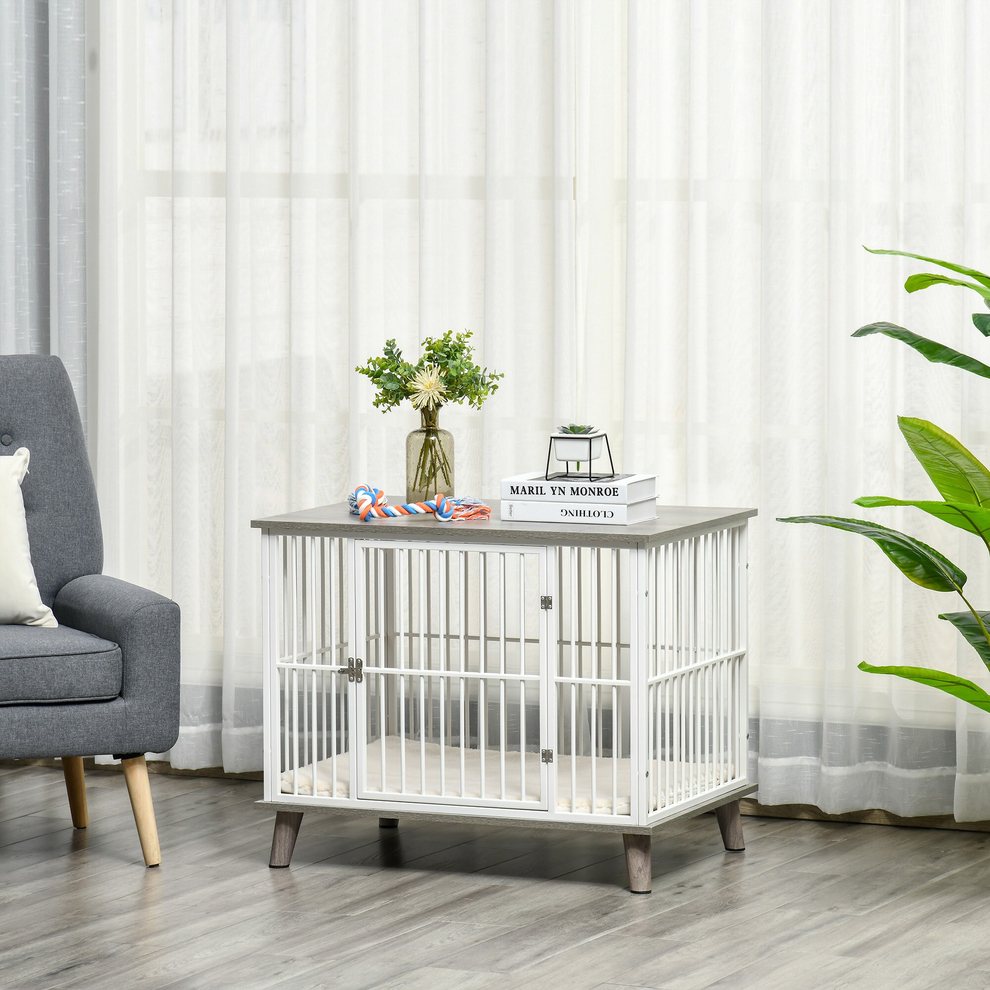 PawHut Hundekäfig mit erhöhtem Design bunt 86B x 60T x 70H cm