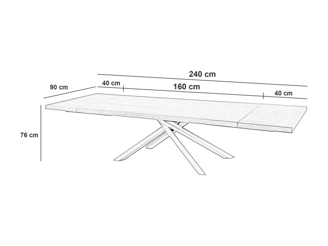 Spike Table Extensible (160/240 x 90 cm) en Frêne Noir