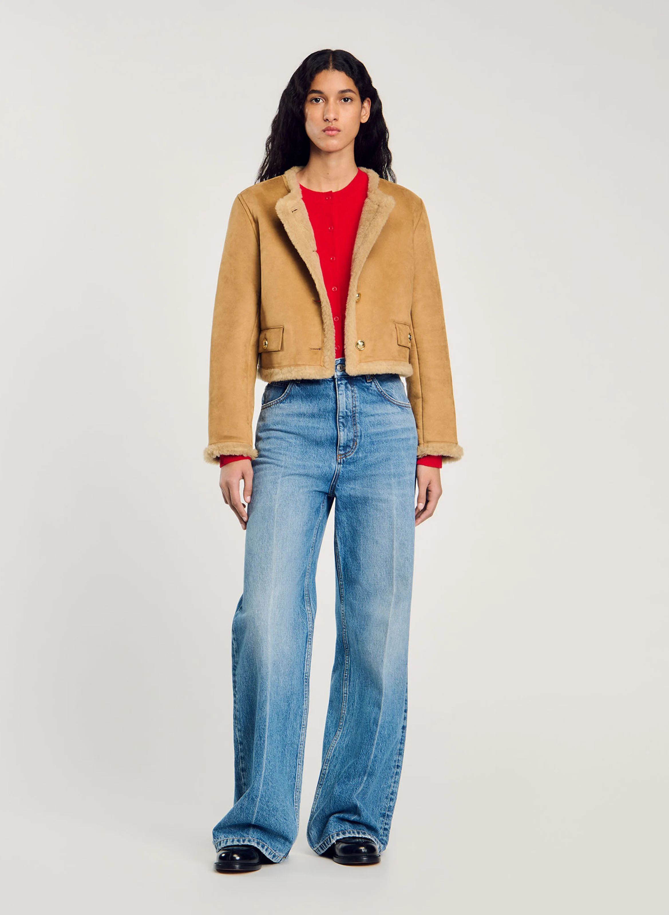 Veste courte effet fourrure | Beige