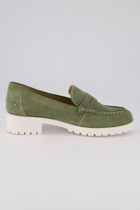 Leder-Loafer, Lederspange, Blockabsatz, Weite H